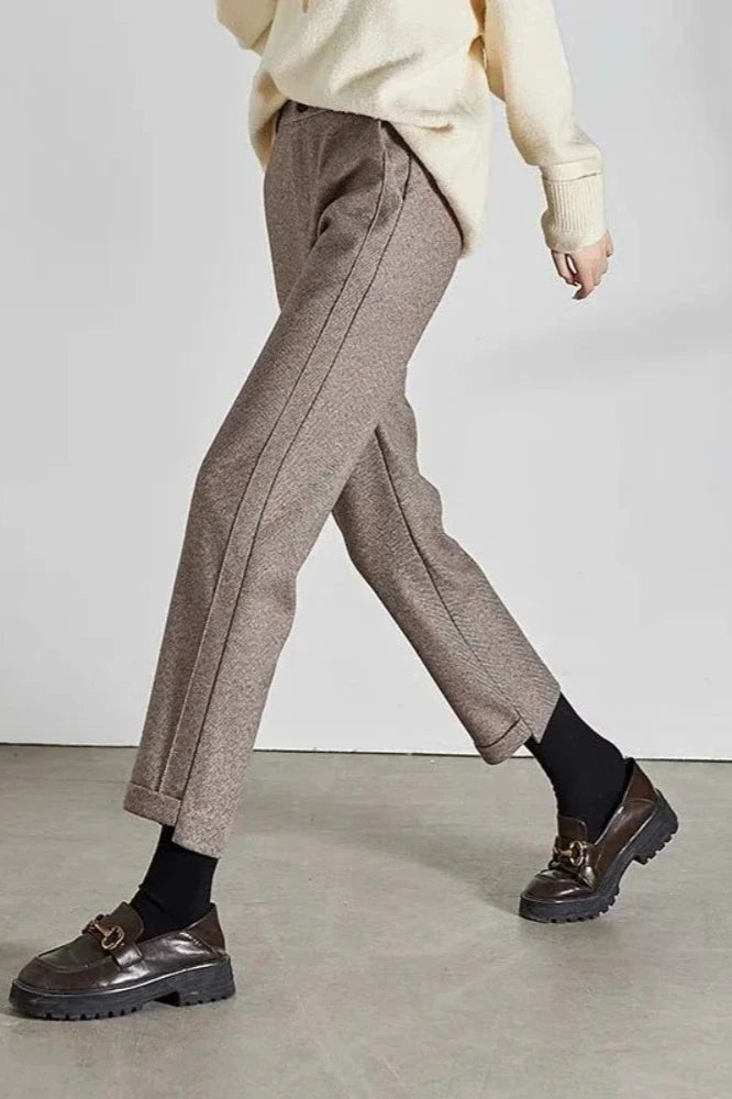 Tweedify - Pantalon Chic En Tweed à Taille Haute